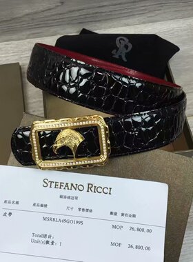 史蒂芬皮带男 新款镶钻老鹰头男士头层牛皮鳄鱼纹不锈钢扣腰带3.8