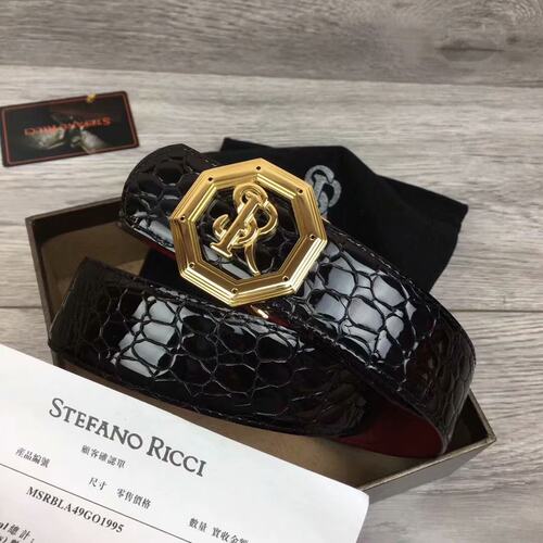 史蒂芬皮带sr男士鳄鱼不锈钢腰带