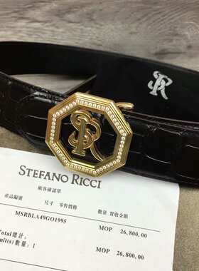 史蒂芬皮带男 新款八角SR镶钻男士牛皮鳄鱼纹不锈钢扣百搭腰带3.8