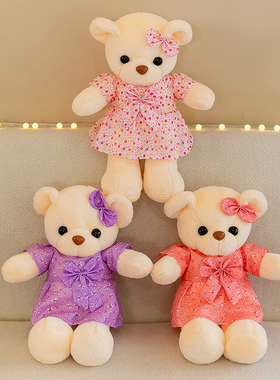 正版穿衣服泰迪熊公仔裙子抱抱熊迷你正品送女朋友儿童玩偶抱枕小