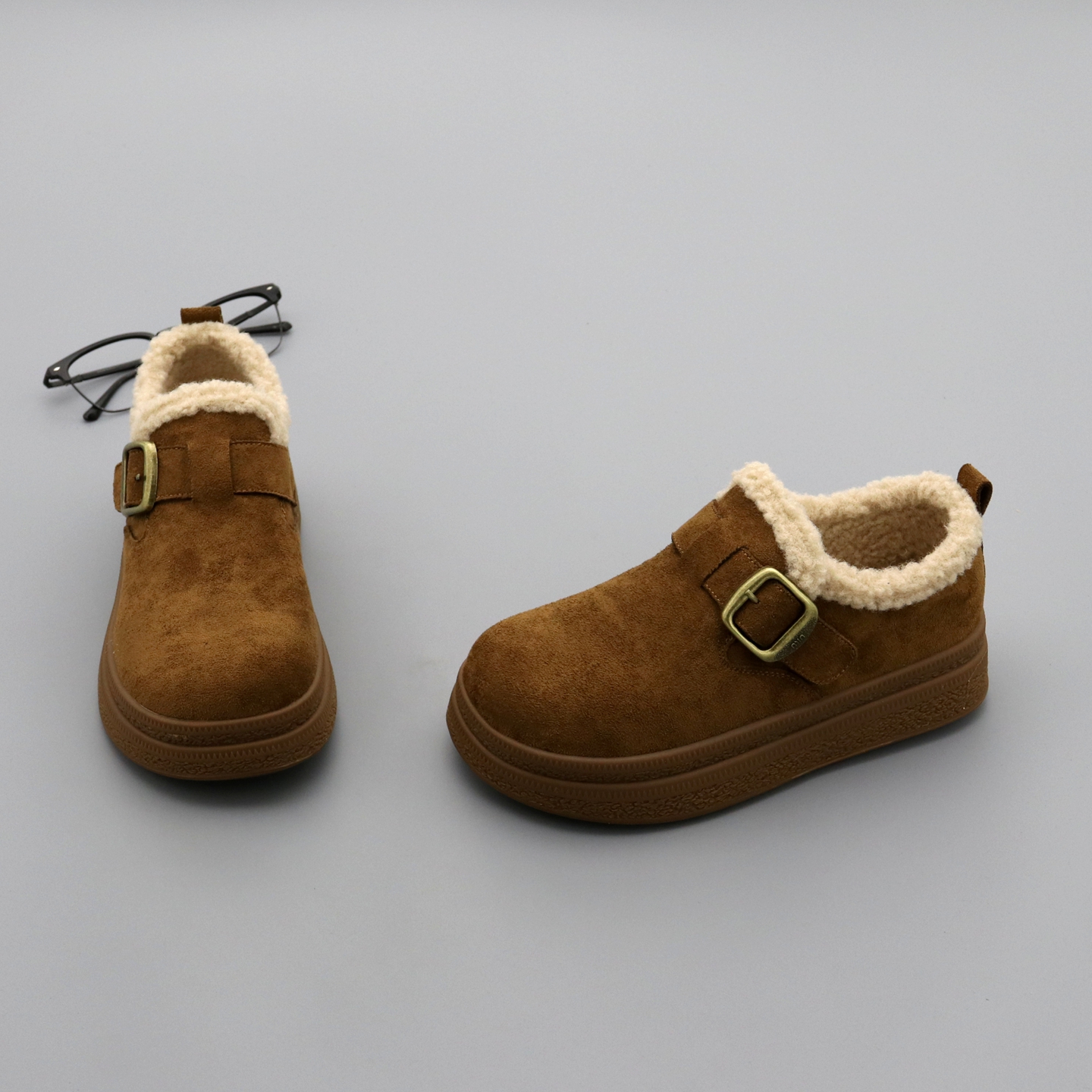 加绒勃肯鞋女羊羔毛保暖休闲棉鞋