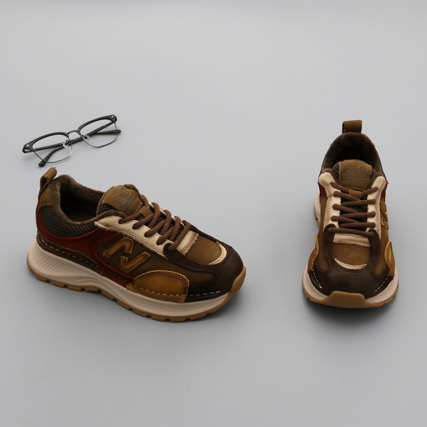 加绒阿甘鞋女厚底真皮老爹鞋