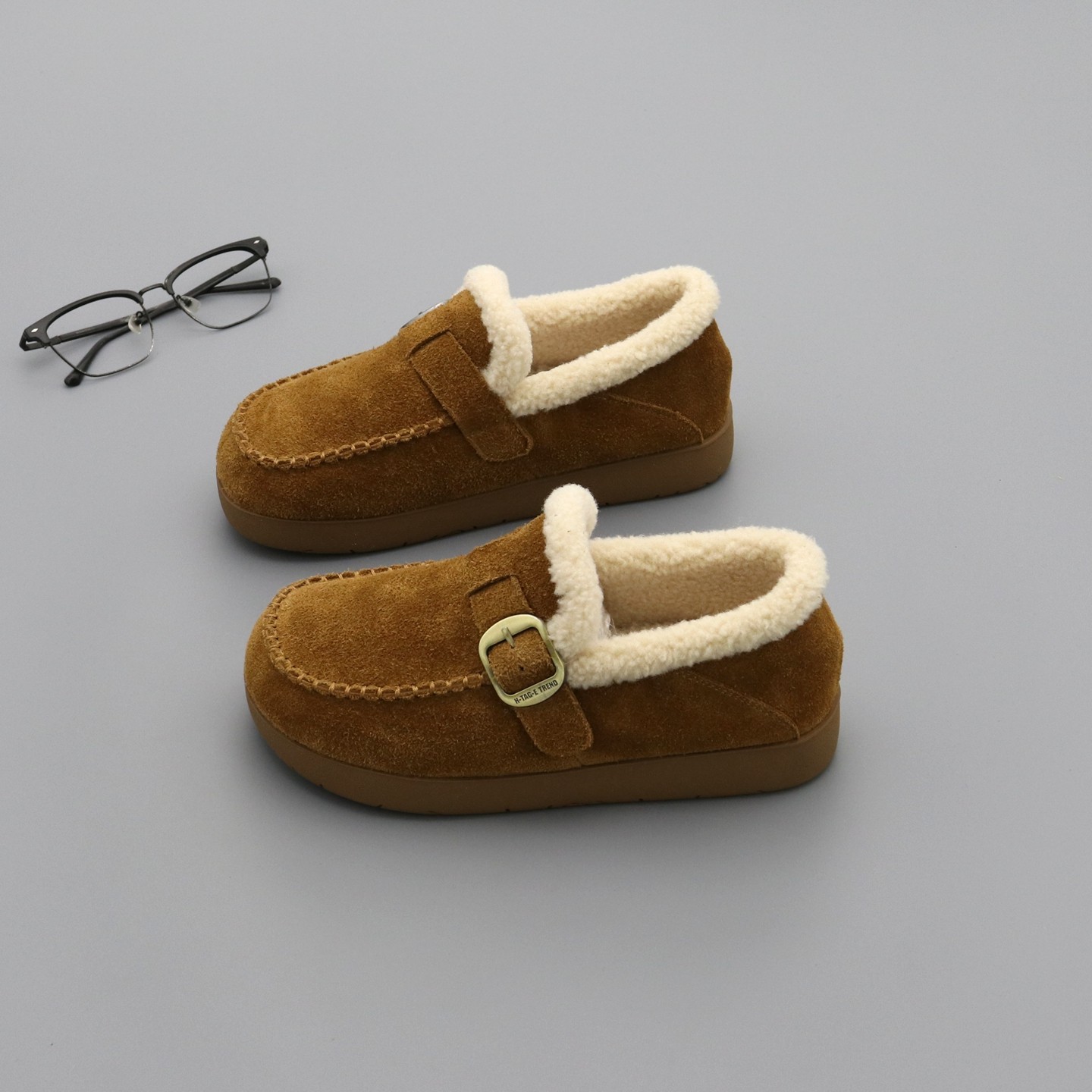 一脚蹬加绒勃肯鞋女棉鞋2025年冬季真皮羊羔毛保暖平底毛毛懒人鞋,女鞋,勃肯鞋/软木鞋,淘宝优惠券,粉丝福利购,淘宝优惠卷