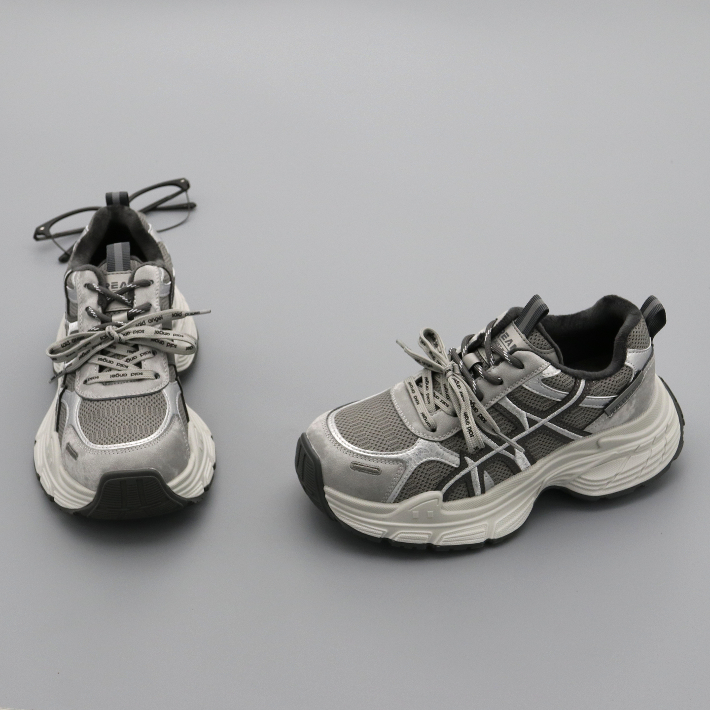 真皮老爹鞋女厚底增高加绒棉鞋