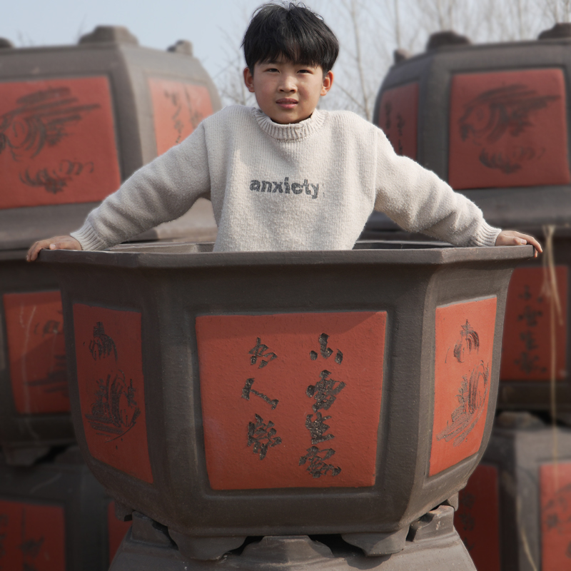 大型花盆大号特大户外庭院龟背竹发财树透气高款陶瓷花盆厂家直销