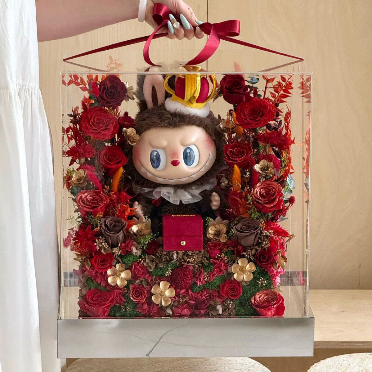 新品拉布布永生花花园可爱玩偶摆件毛绒公仔七夕情人节礼物送女友