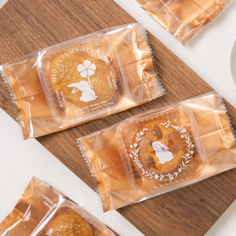 加厚透明50克中秋月饼包装袋机封袋子带托冰皮流心蛋黄酥含底托80