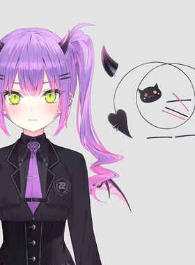 常暗永远cos发夹尾巴衣饰发卡Tokoyami Towa恶魔角配饰cos道具