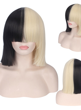 动漫 外贸热卖SIA明星歌手This is acting  黑浅金混色假发