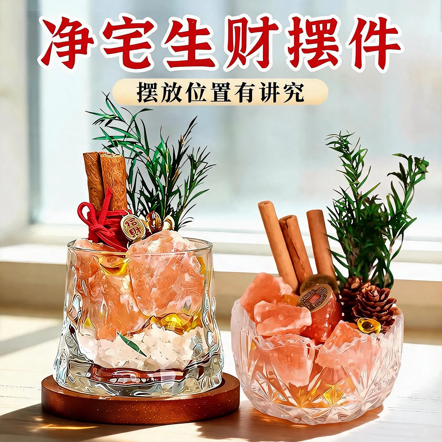 天然肉桂粗盐净宅大颗粒招财摆件图片