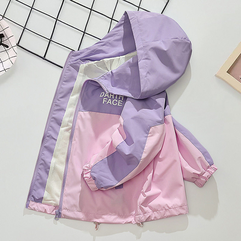 女童春秋拼色保暖冲锋衣