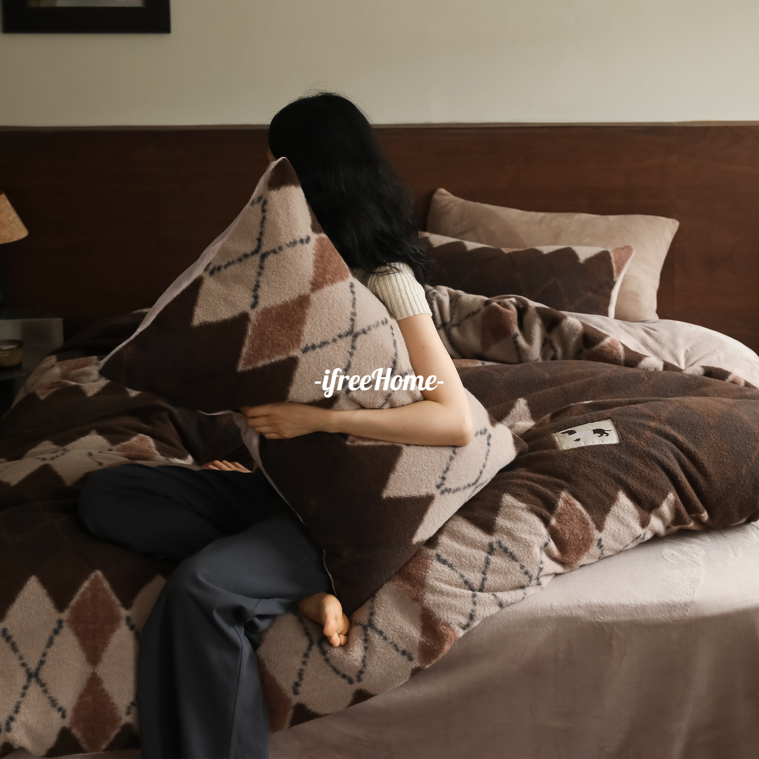 复古英伦加厚咩咩绒牛奶绒四件套 高克重保暖柔软被套亲肤床品