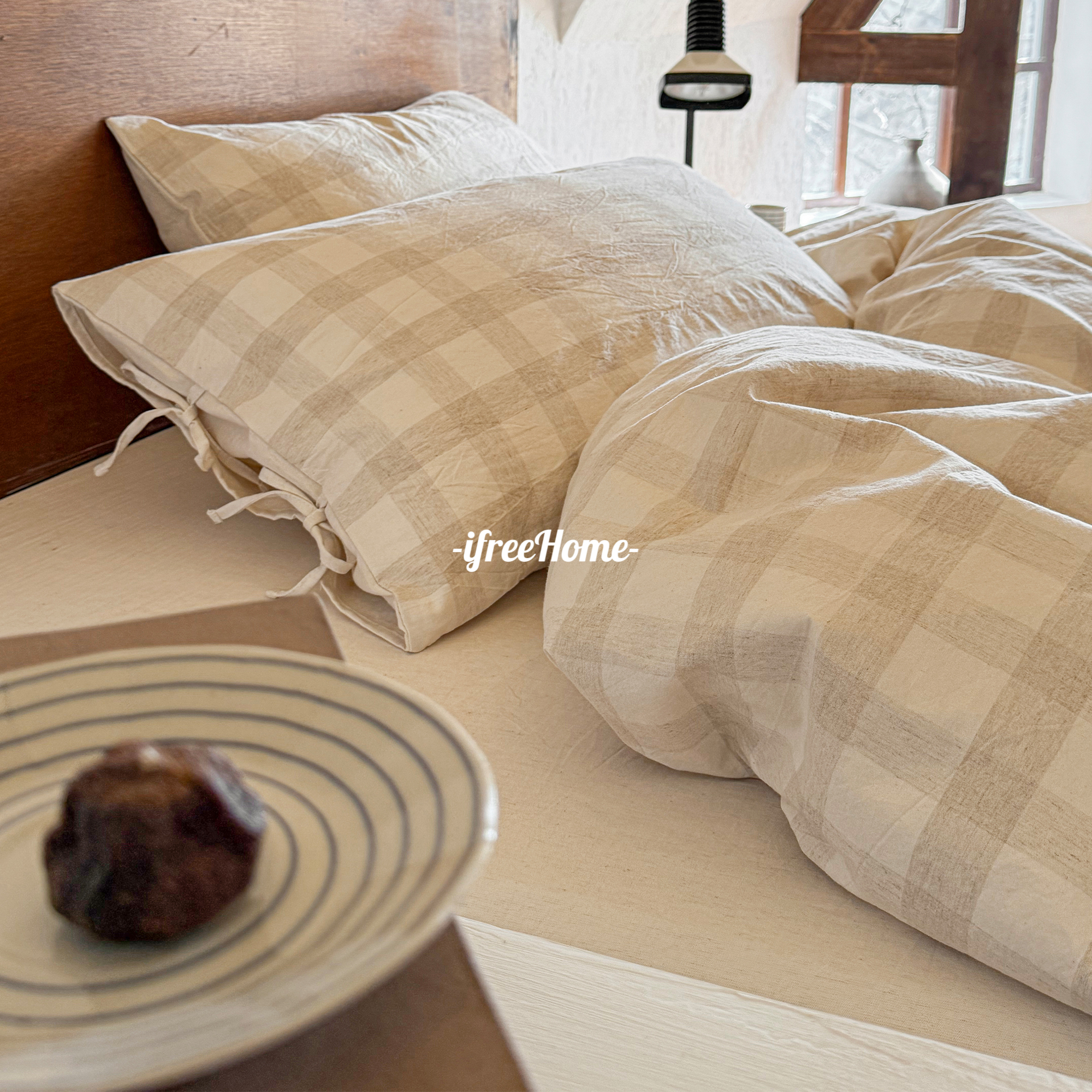 色织提花10%亚麻四件套日式简约