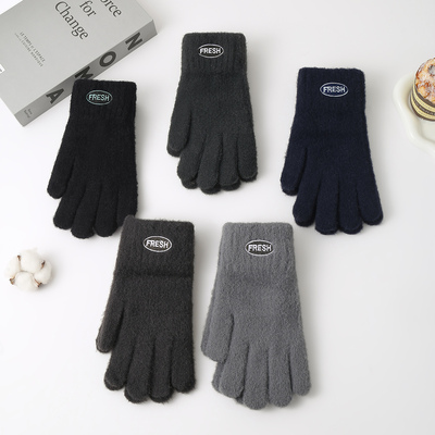 男士手套秋冬季毛线针织可触屏