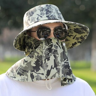 防晒帽登山遮阳帽男女春夏出行潮工作旅游防尘防风护鼻一体钓鱼帽