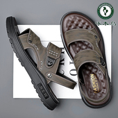 新款 夏季 外穿开车软底防滑沙滩鞋 男士 子 啄木鸟凉鞋 潮流凉拖鞋 男款