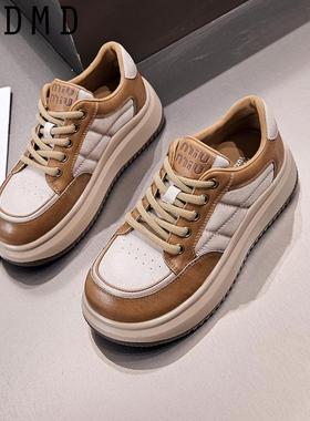 时代曼都复古厚底增高休闲鞋女春秋季平底圆头深口单鞋女250071