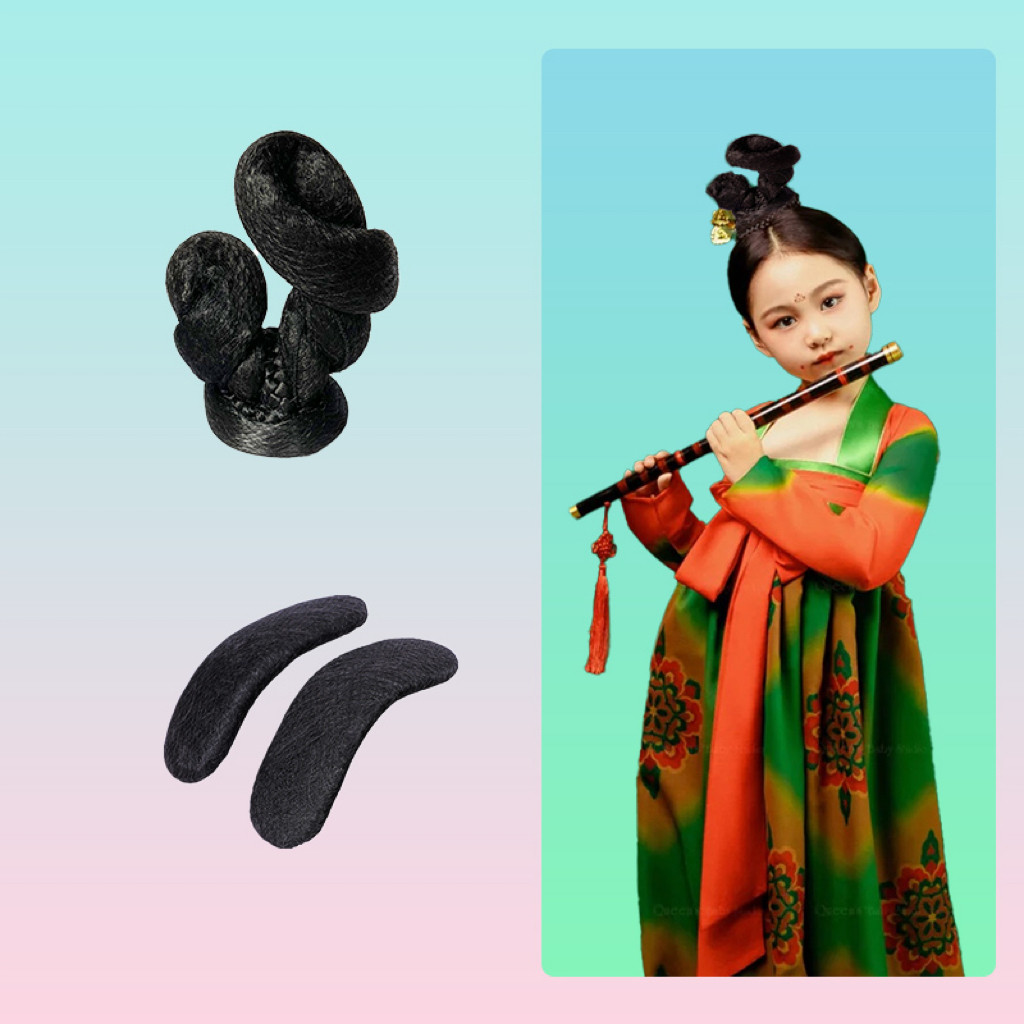 舞台演出飞天假发髻古装汉服发饰假发包女cos唐代发型儿童灵蛇髻