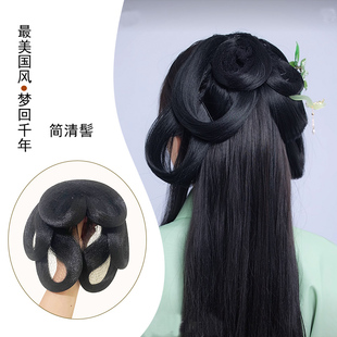 清冷风古装假发包女魏晋风假发懒人一体式纯发丝战国曲裾古风发髻