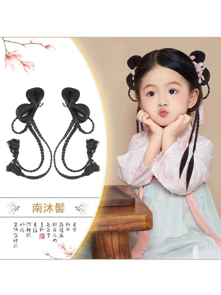 儿童汉服假发包古风盘发发髻女童公主可爱蝴蝶结辫子发包垫发发型