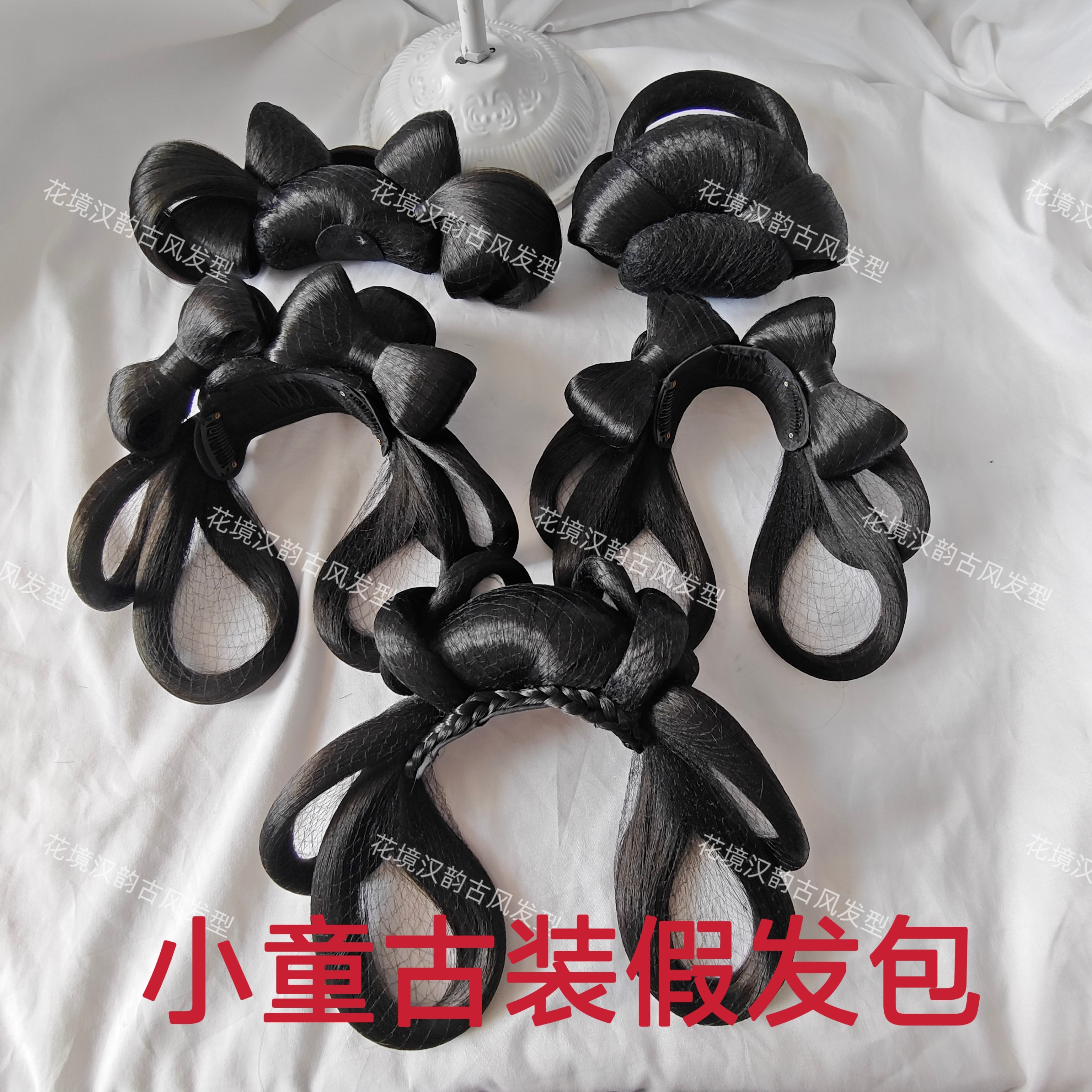 小儿童古装假发一体式假发髻盘发明制造型全套头饰唐风发包垫发