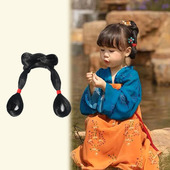 小童古风假发包舞台演出唐风儿童一体式 汉服女童假发髻 懒人古装