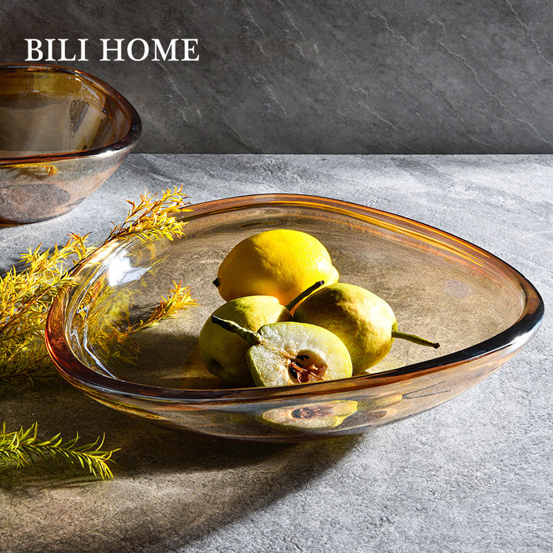 果盘高档轻奢客厅家用茶几现代简约果盆2023新款水晶玻璃水果盘