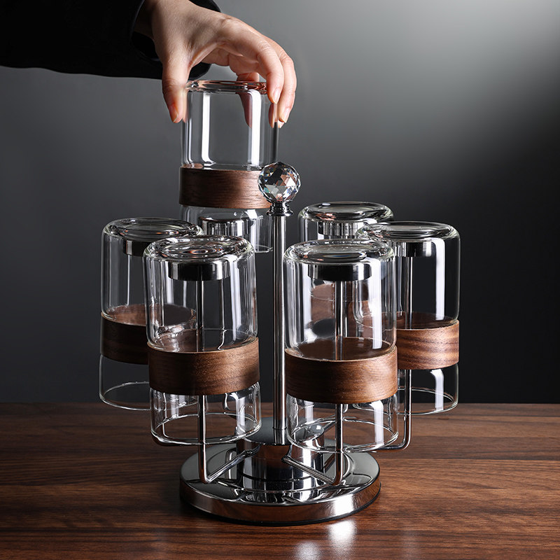 高级精致家用玻璃水杯套装客厅喝水茶杯高颜值泡茶待客水晶玻璃杯