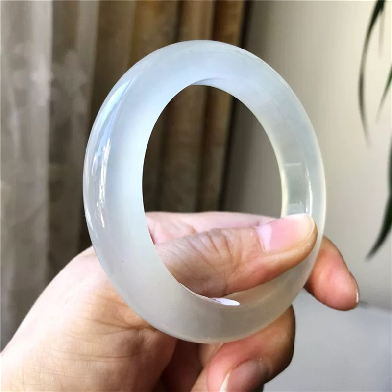 天然岫玉手镯一物一图玉镯子白冰料a货正品岫岩玉女圆条玉石手镯