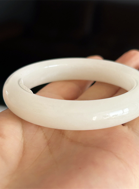 天然和田玉手镯白玉镯内径52一物一图玉石手镯A货正品和田玉镯子