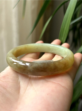 天然黄白老玉手镯正品A货和田玉手镯子玉石手镯内径59.3老玉镯子