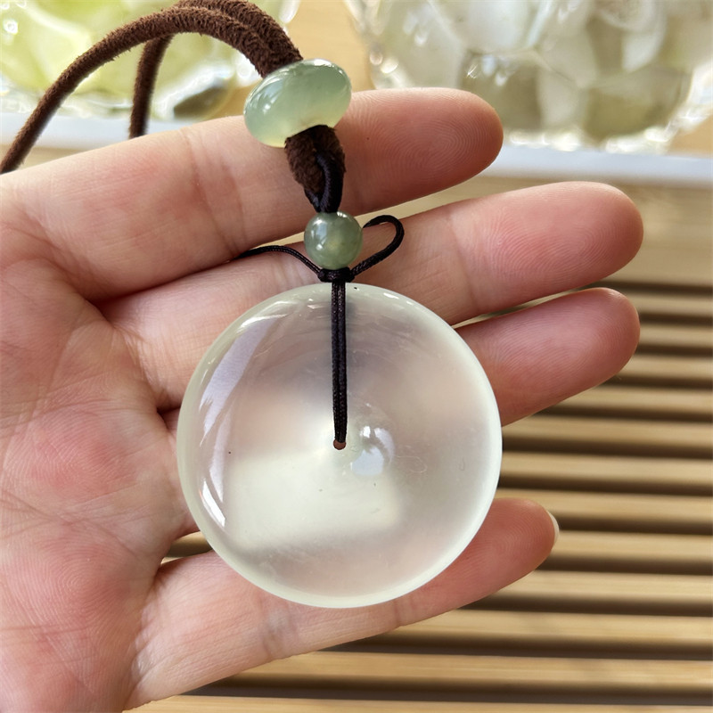 天然岫玉吊坠花玉180平安扣挂件毛衣链正品岫岩玉吊坠冰料平安扣