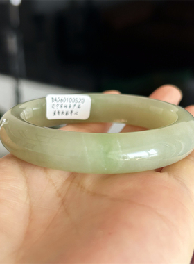 天然和田玉手镯翠青绿54.3原物实拍玉石手镯A货正品和田玉手镯子