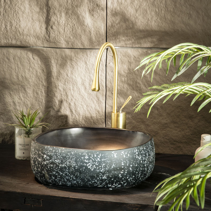 户外复古洗脸盆艺术台上盆阳台洗衣机台上洗手盆浴室台盆陶瓷水盆