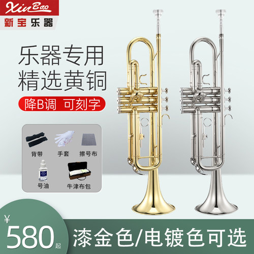 新宝小号黄铜小号初学业余小号乐器专业演奏降B调按键小号TR400型 - 封面