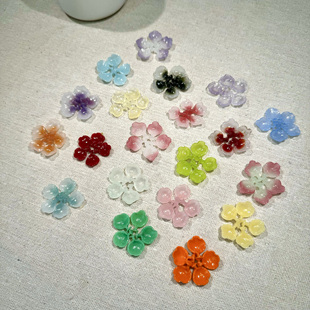 古风汉服梅花头饰diy材料包手工自制发簪琉璃料器花瓣饰品配件