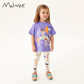 裤 malwee女童夏装 圆领短袖 欧美中小童套装 子休闲儿童两件套 新款