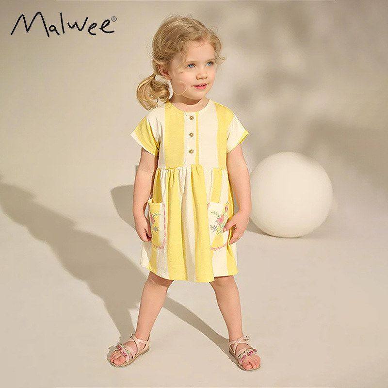 跨境malwee女童短袖连衣裙夏装新款可爱小女孩公主裙欧美中小童裙