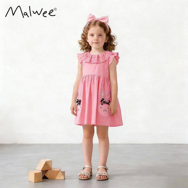 malwee女童连衣裙2026夏装新款欧美中小童洋气公主裙女孩休闲裙子