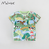 夏装 衫 新款 malwee男童圆领衫 欧美童装 纯棉印花短袖 儿童装 T恤上衣