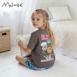 儿童套装2026夏季新款女孩圆领短袖欧美女童休闲时尚洋气时髦衣服