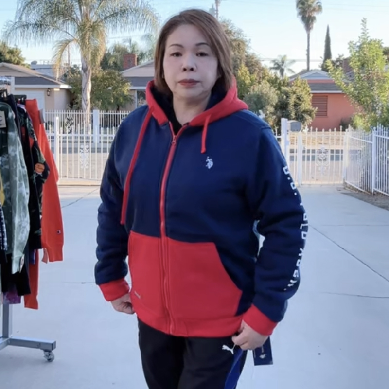 Lisa姐姐美国代购 U.S. POLO ASSN.红蓝拼色开衫连帽卫衣