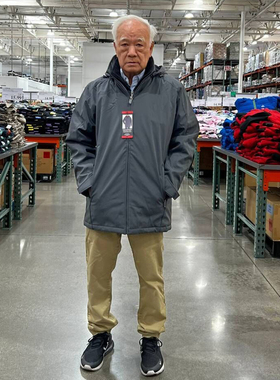 Lisa姐姐美国代购Weatherproof灰色连帽假2件套拉链夹克外套