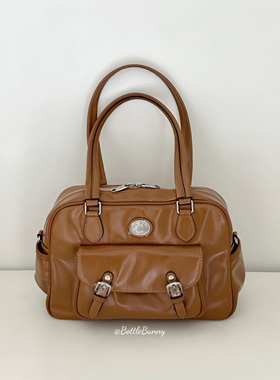 BottleBunny’复古甜酷棕色机车包斜挎单肩包