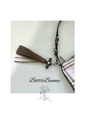 BottleBunny’蝴蝶结流苏粉格子腋下提篮包