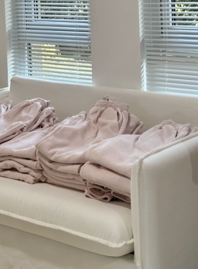 现货（BottleBunny）小粉粉色雪花纹毛巾加绒裤