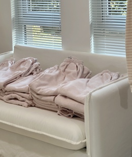 现货（BottleBunny）小粉粉色雪花纹毛巾加绒裤