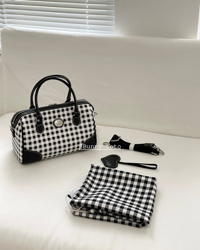 独特百搭手提斜挎黑白格