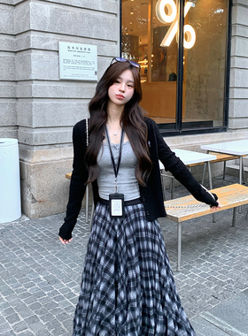 Adan刺绣软糯针织开衫秋季韩系修身显瘦百搭通勤长袖内搭上衣女