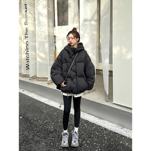 Adan 胖嘟嘟鹅绒羽绒服女冬季韩版纯色宽松加厚保暖连帽面包外套